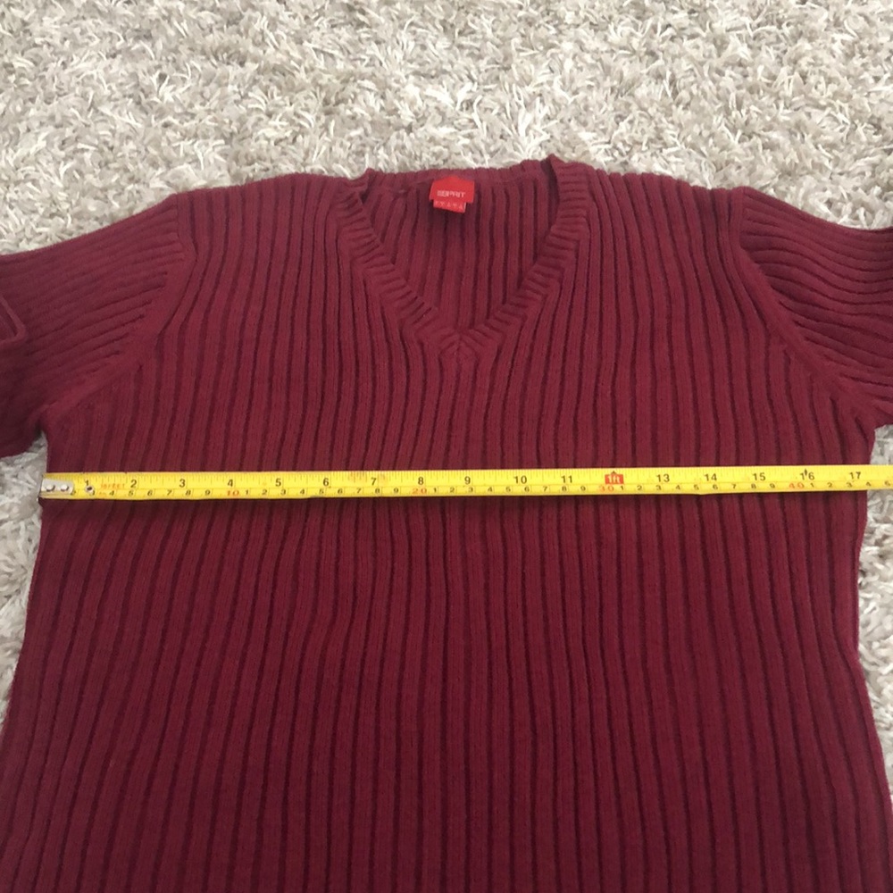 Oxblood/ red 100%cotton sweater long sleeve, Esprit, L, VNeck, - Picture 9 of 9